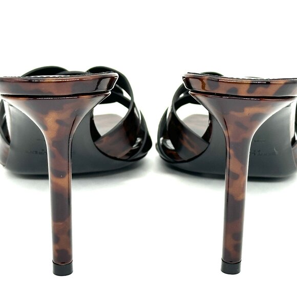Saint Laurent YSL Tribute 85 Leopard Tartaruga Patent Mule Sandals Heels - Picture 13 of 16